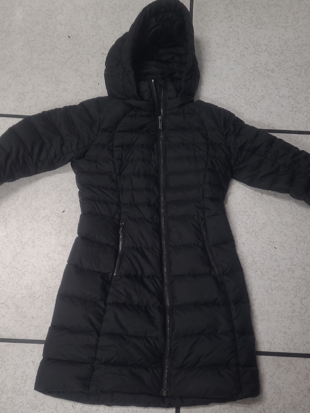 Lululemon athletica Black Long Hooded Puffer Down  Coat
